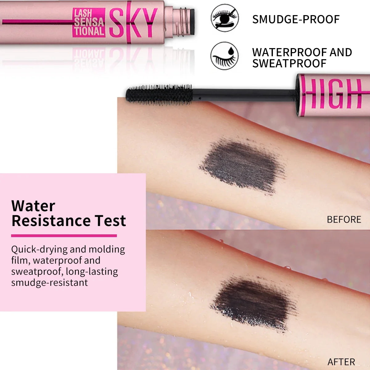 LIDORIA 4D Waterproof Lengthening Mascara – Thick, Curling & Smudge-Proof (10ml)