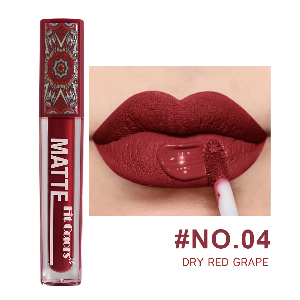 Fit Colors Matte Lip Gloss – Waterproof, Long-Lasting Velvet Lipstick