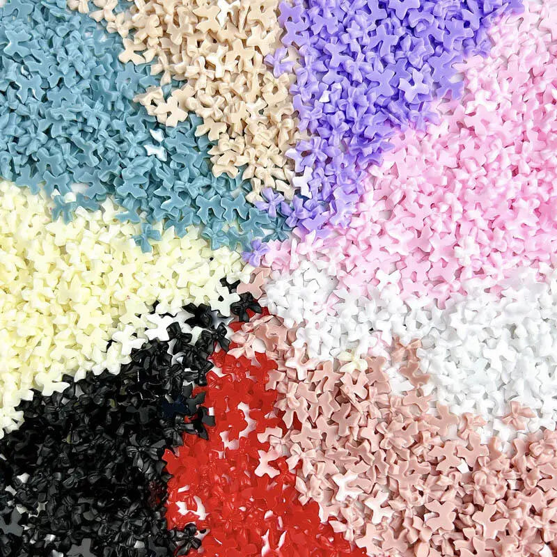 LuxuryGlow 50Pcs 3D Resin Bowknots Nail Art Decorations – Mini Acrylic Ribbon Charms for DIY Nails