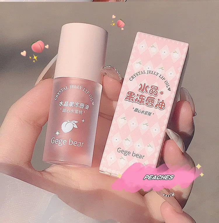 Aceite labial Crystal Jelly de Gege Bear: brillo hidratante de frutas para labios suaves y nutridos.