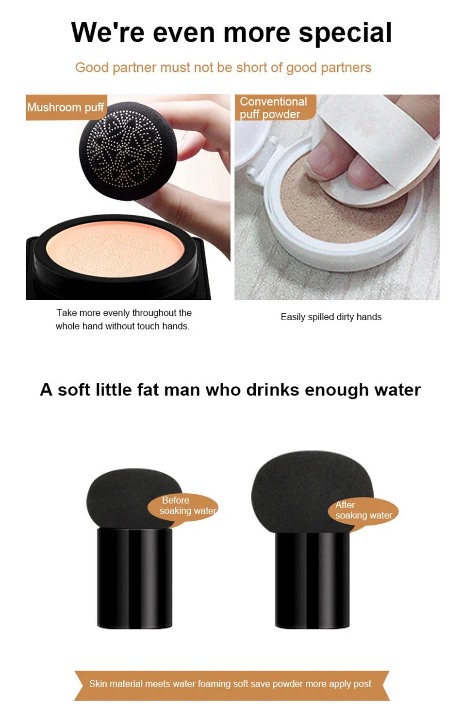 SADOER Air Cushion CC Cream con efecto hongo: base hidratante y de larga duración
