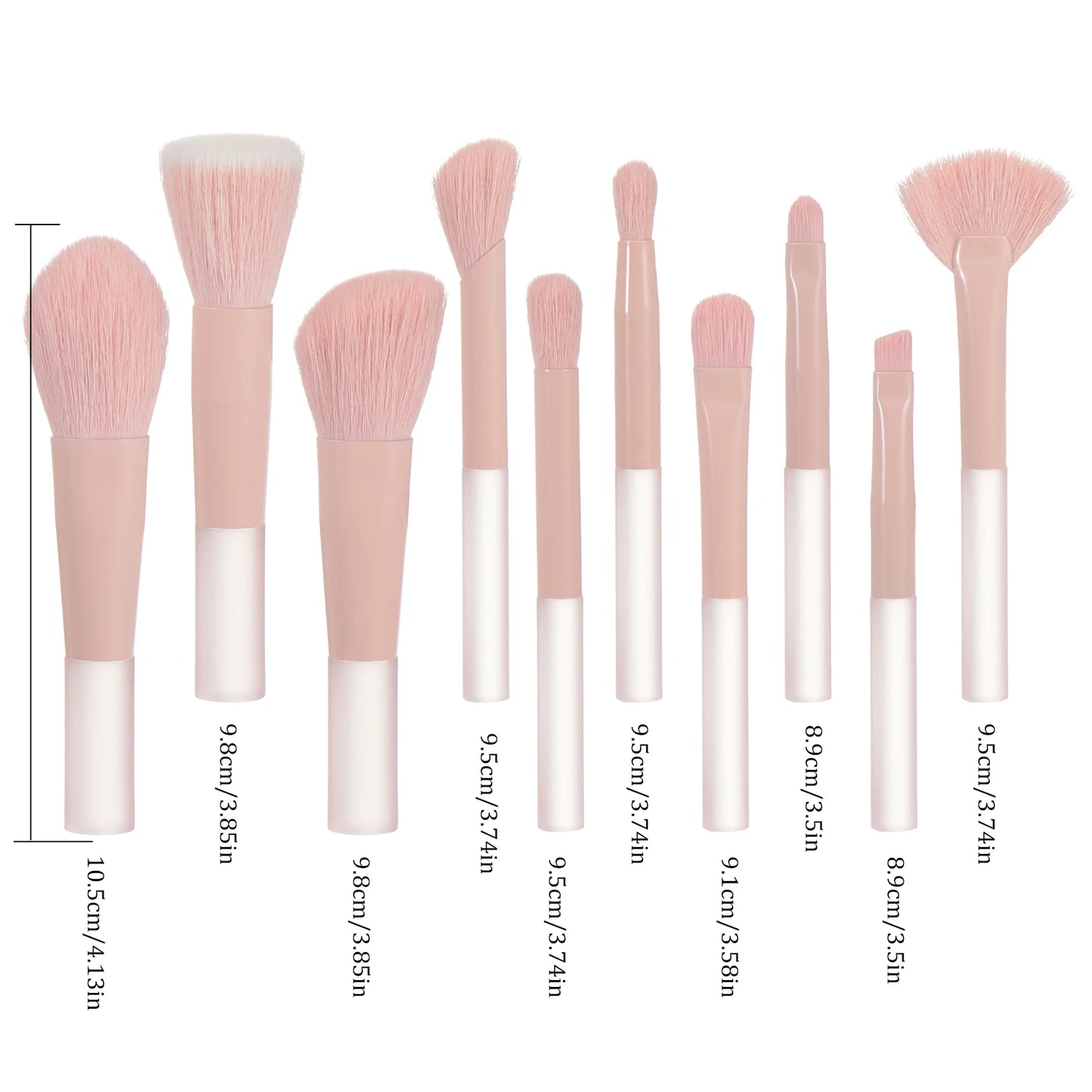 مجموعة فرش مكياج صغيرة من LuxuryGlow، 10 ألوان، مجموعة سفر محمولة مع إسفنجة وأدوات