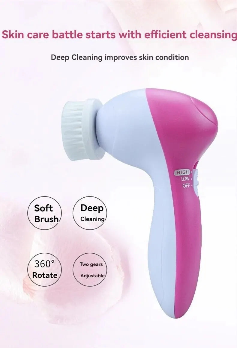 Cepillo de limpieza facial y masajeador de belleza LuxuryGlow 5 en 1: limpieza profunda y cuidado suave de la piel