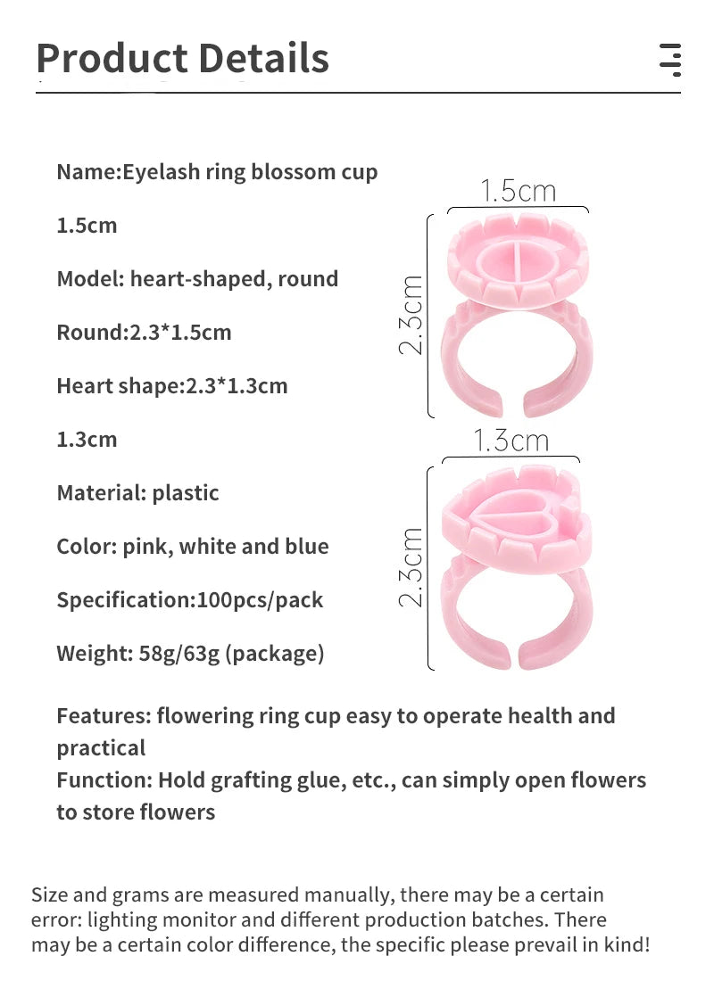RPXBGUCKARHG 50/100PCS Disposable Eyelash Glue Ring Holders | Lash Extension Tool