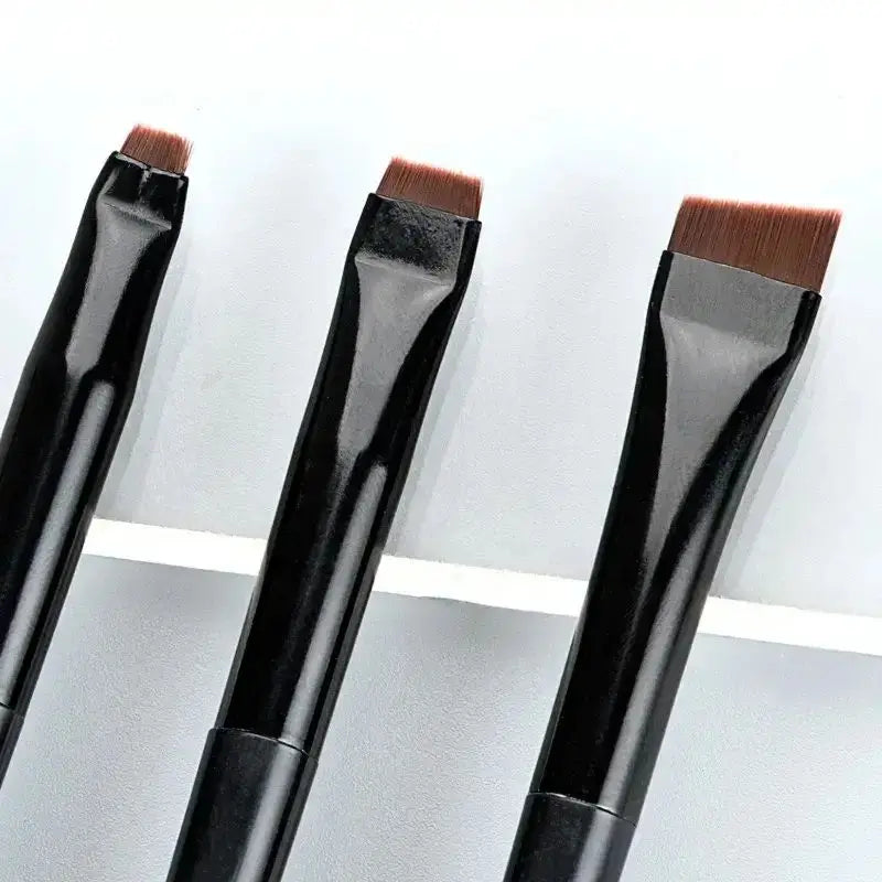LuxuryGlow 3-Piece Eyeliner & Eyebrow Brush Set – Ultra-Fine & Flat Precision Tools
