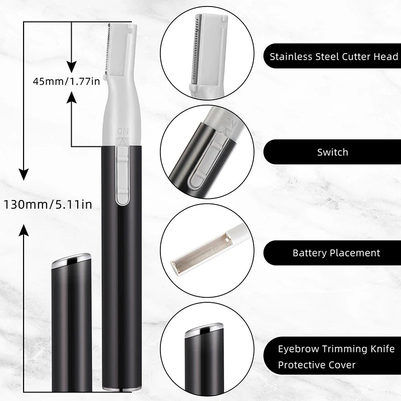LuxuryGlow Electric Eyebrow Trimmer – Mini Facial Hair Remover for Face, Neck & Body