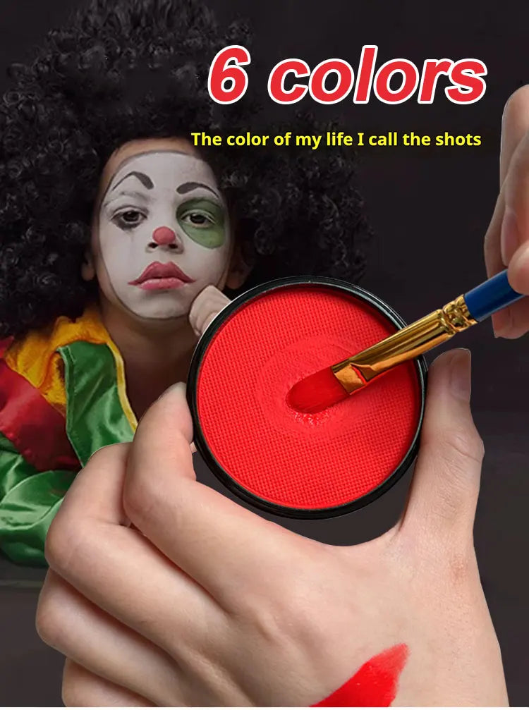 LuxuryGlow 30g Monochromatic Face & Body Paint Kit – Black, White, Red Water-Based Makeup with Brushes for Halloween & Party Looks