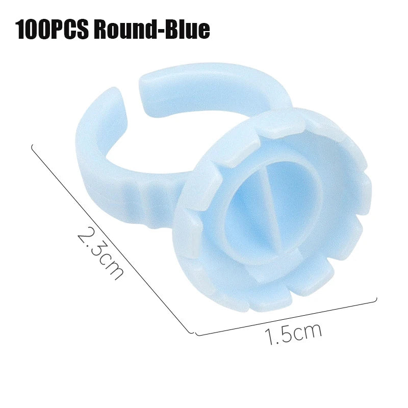 RPXBGUCKARHG 50/100PCS Disposable Eyelash Glue Ring Holders | Lash Extension Tool
