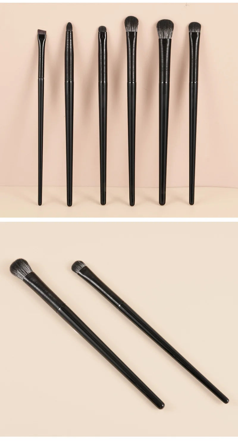 LuxuryGlow 6PCS Natural Eye Makeup Brush Set – Eyeshadow, Eyebrow & Eyeliner Tools