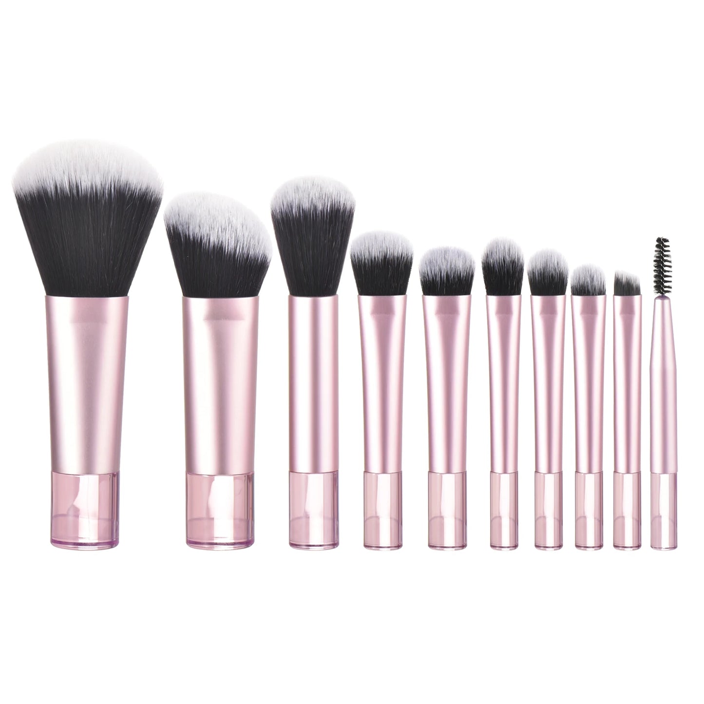 مجموعة فرش مكياج صغيرة من LuxuryGlow، 10 ألوان، مجموعة سفر محمولة مع إسفنجة وأدوات