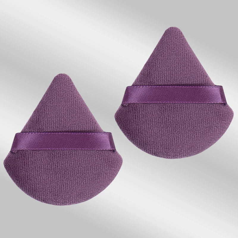 LuxuryGlow 2PCS Triangle Velvet Powder Puff – Soft Reusable Makeup Blender for Flawless Foundation Application