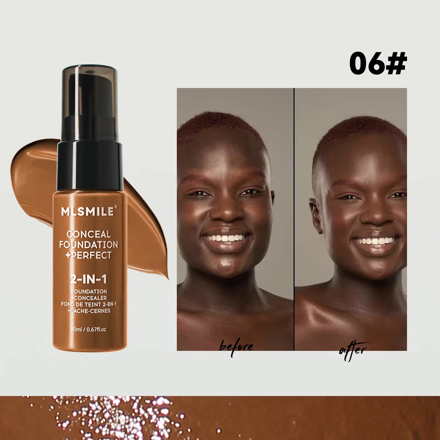 Base de maquillaje en polvo de 6 colores MLSMILE: resistente al agua, de larga duración y con control de grasa.