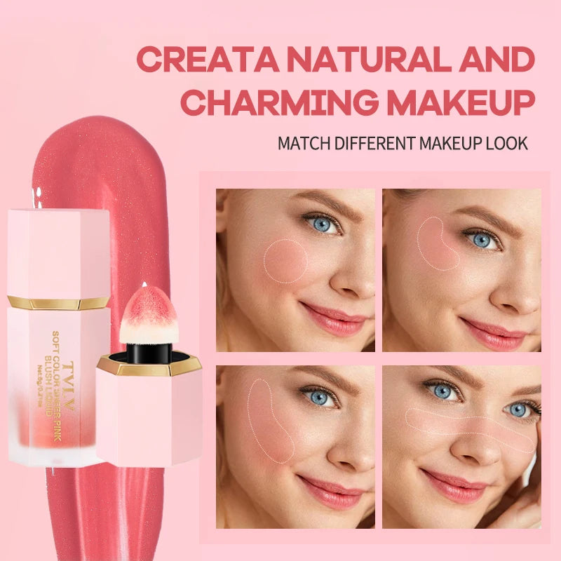 LuxuryGlow 4-Color Matte Liquid Blush | Long-Lasting Waterproof Blush with Sponge