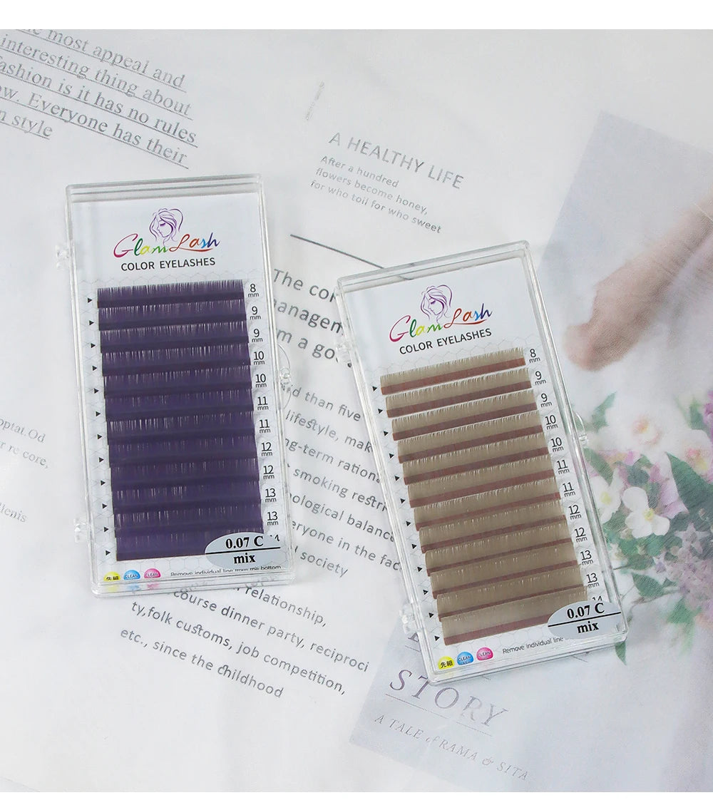 GLAMLASH Morandi Grey Colored Lash Extensions – Natural Individual Eyelashes