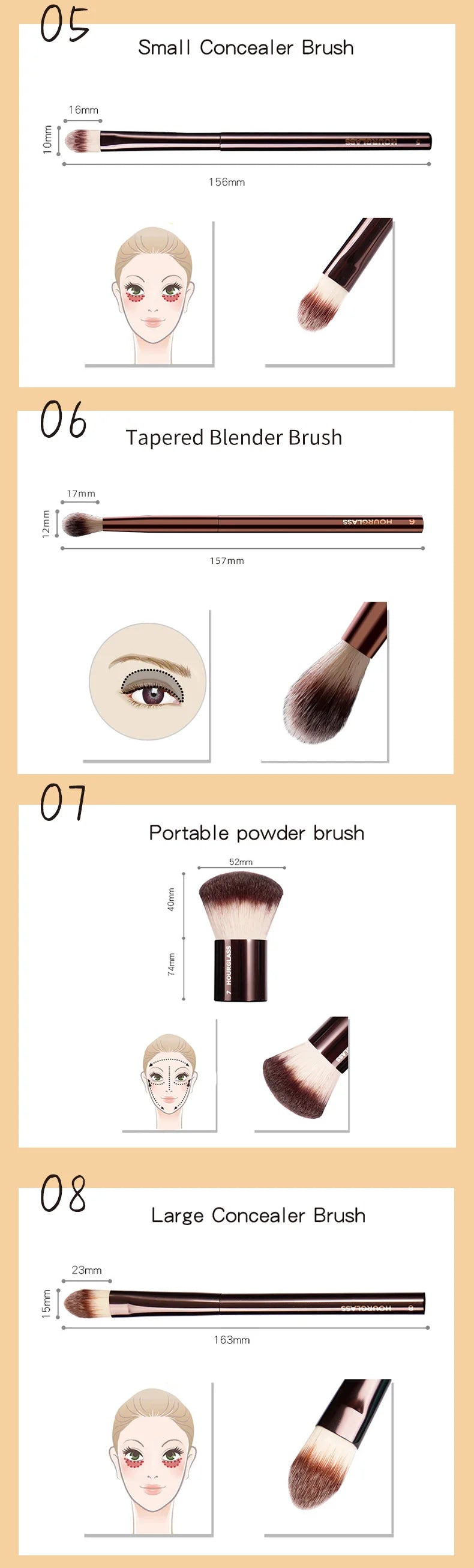 Hourglass Multi-Use Professional Makeup Brush – Powder, Foundation, Concealer, Blush, Bronzer & Eye Makeup