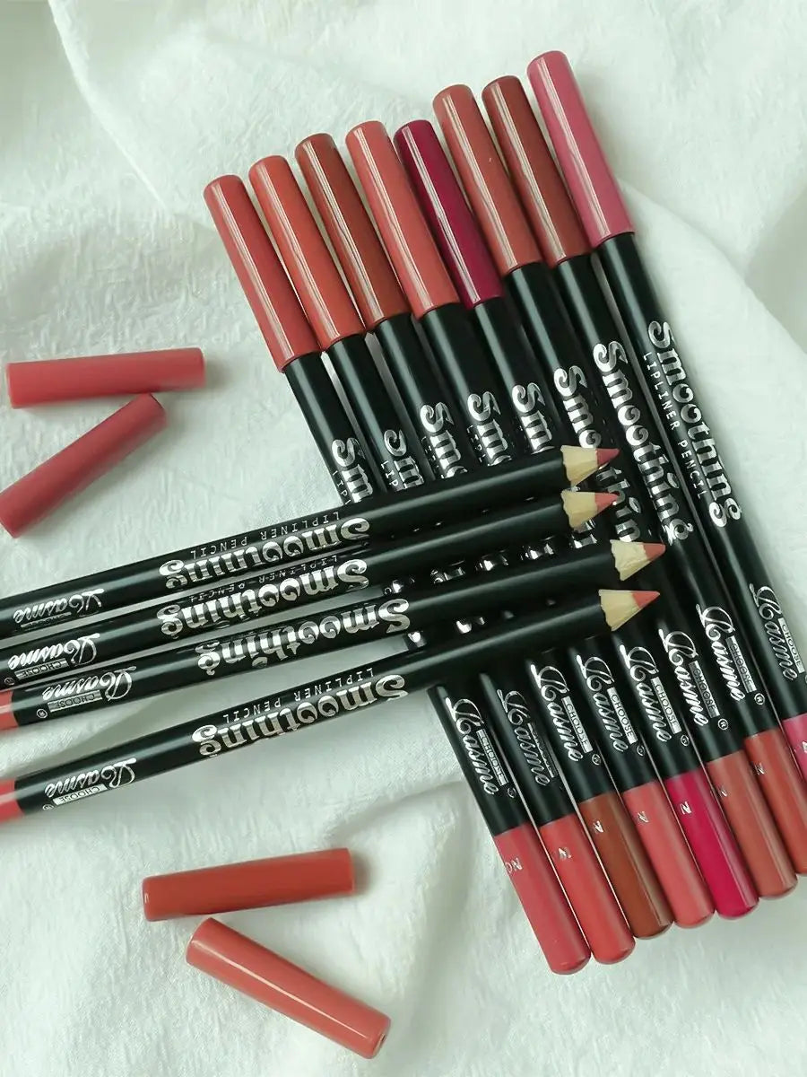 LuxuryGlow 12-Color Matte Lip Liner Set – Long-Lasting Lipstick Pencils (12pcs)