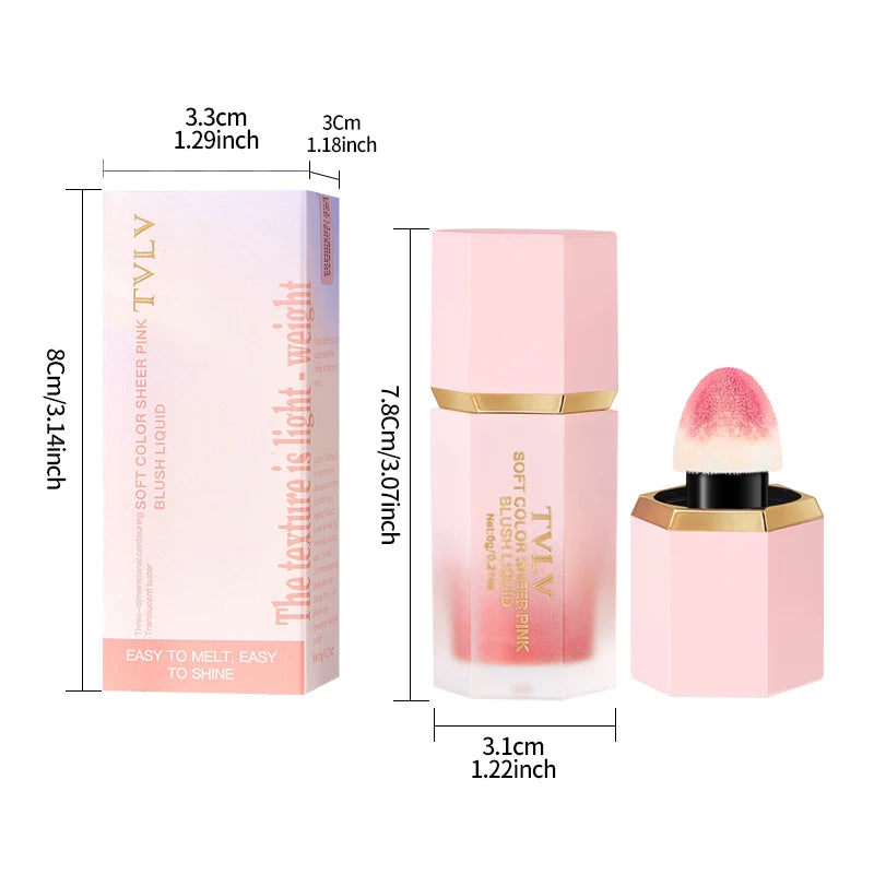 LuxuryGlow 4-Color Matte Liquid Blush | Long-Lasting Waterproof Blush with Sponge
