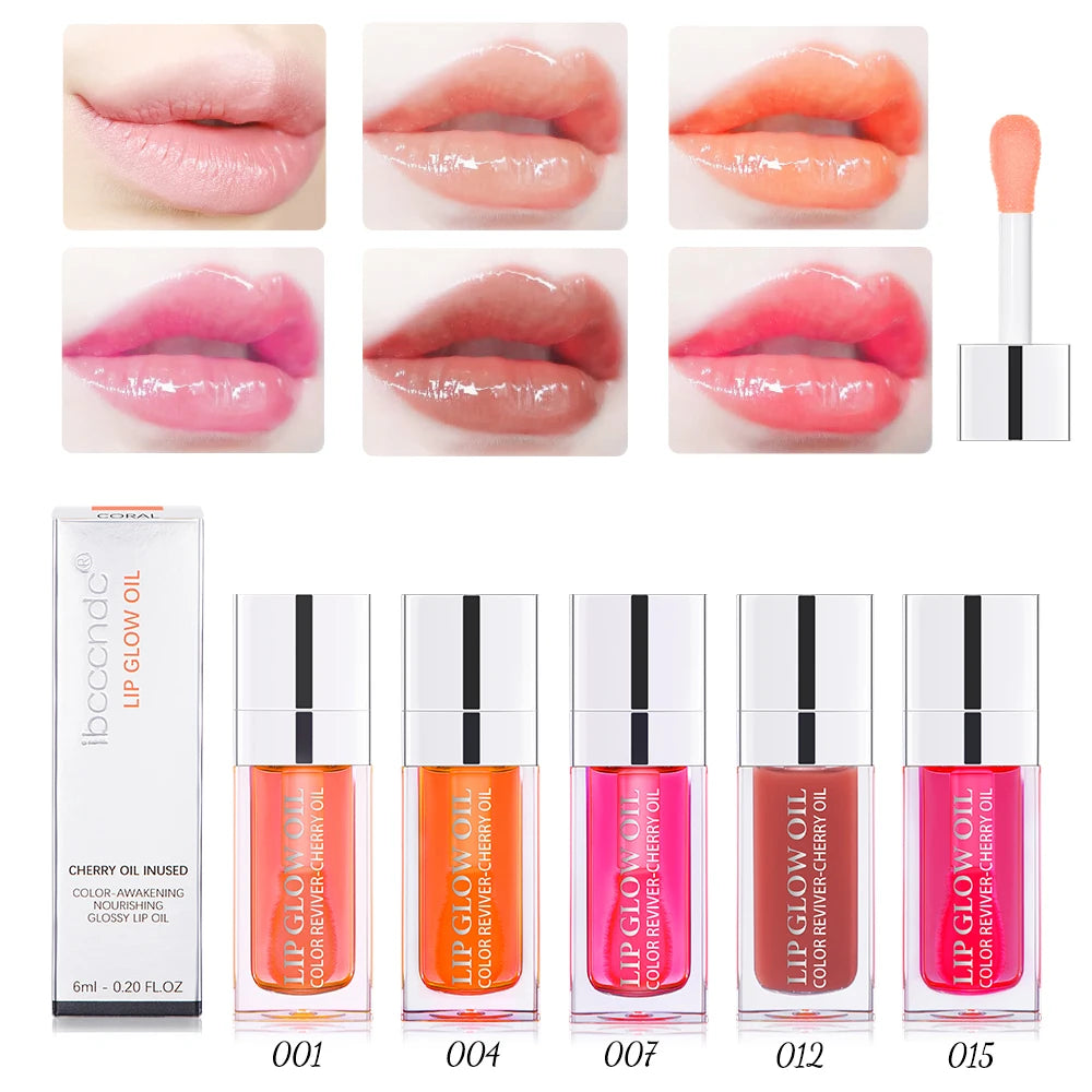 Aceite labial Crystal Jelly de ibcccndc: brillo hidratante y voluminizador con aceite de semilla de cereza (6 ml)