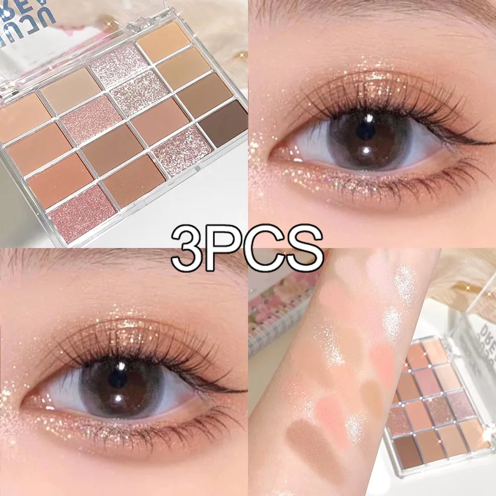 Luxury Glow 16-Color Eyeshadow Palette – Matte & Shimmer Earth Tones, Long-Lasting & Waterproof