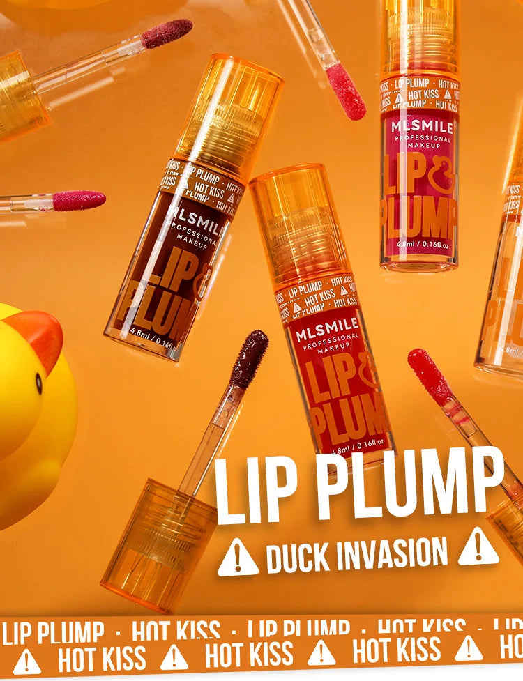 MLSMILE Aceite hidratante para labios con efecto voluminizador de pato: brillo hidratante de larga duración
