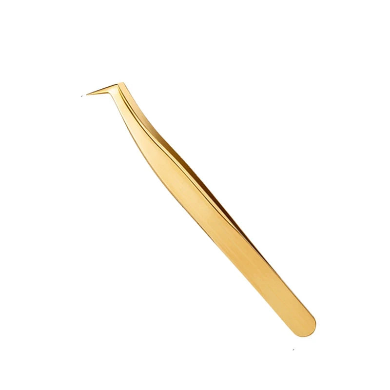 LuxuryGlow Golden Precision Eyelash Extension Tweezers – Stainless Steel 3D Clip Tool