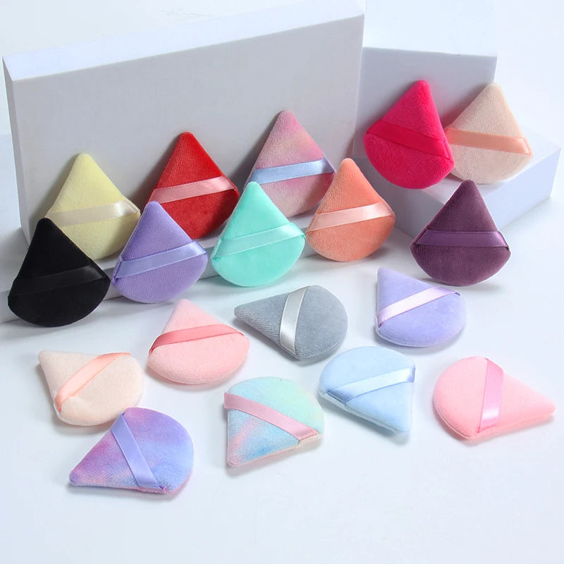 LuxuryGlow 2PCS Triangle Velvet Powder Puff – Soft Reusable Makeup Blender for Flawless Foundation Application