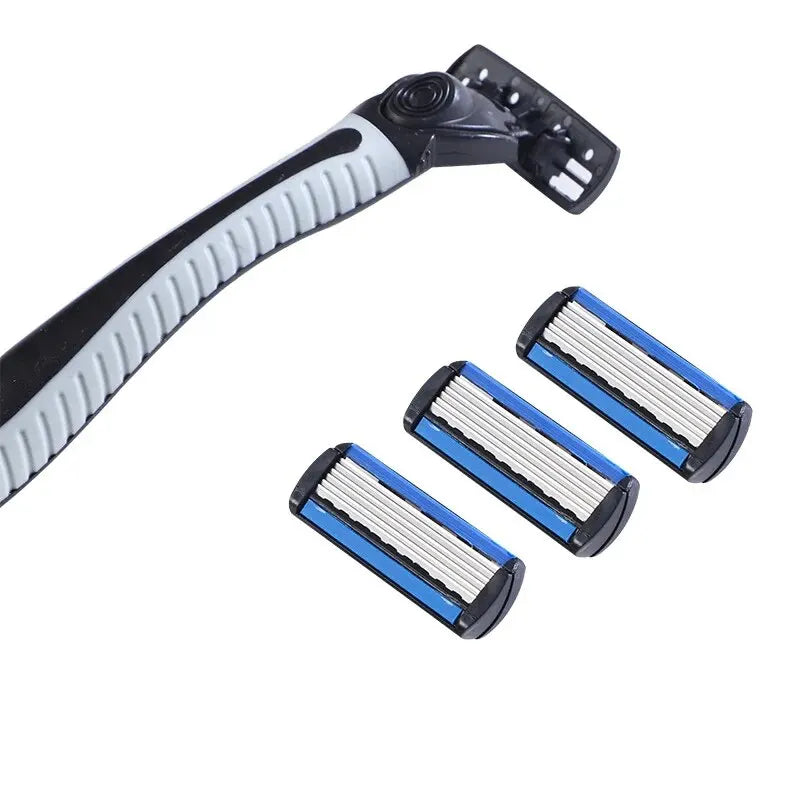 LuxuryGlow 6-Blade Manual Men’s Razor | Precision Shaving with Easy Blade Replacement