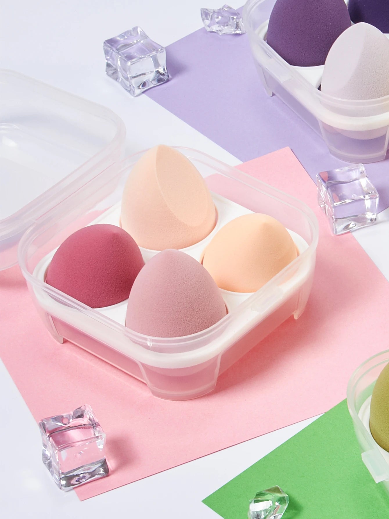 LuxuryGlow 4-Piece Beauty Egg Makeup Sponge Set with Hygienic Storage Case – Flawless Finish