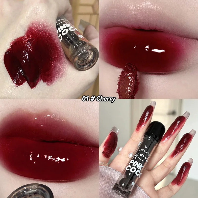 PINKCOCO Mirror Lip Glaze: brillo nude de larga duración con brillo iluminador