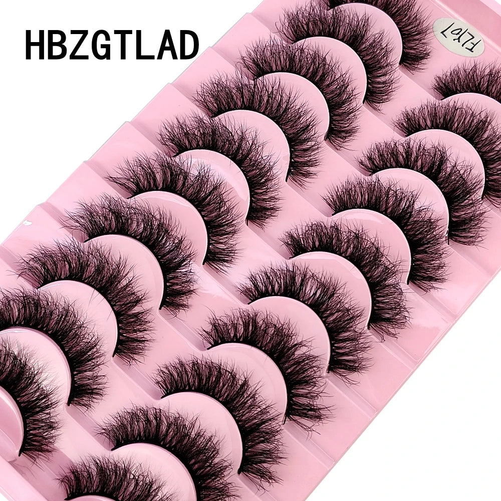 HBZGTLAD 10 pares de pestañas postizas de visón sintético: pestañas postizas rizadas 3D naturales y hechas a mano