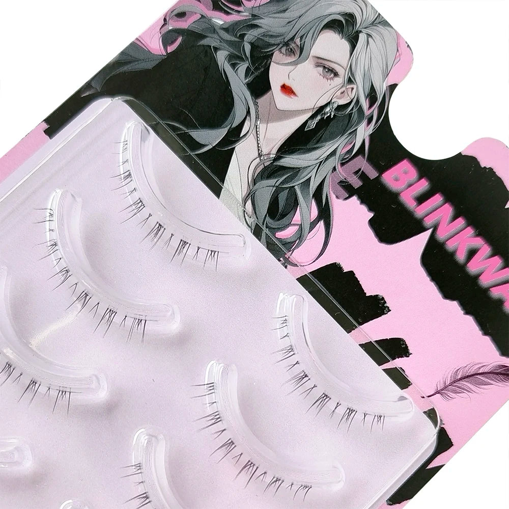 BLINKWAVE 5 Pairs Clear Band Lower False Eyelashes – Natural Manga Bottom Lashes