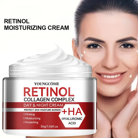 Crema facial con colágeno y retinol YOUNGCOME: hidratación profunda y antiedad para piel seca.