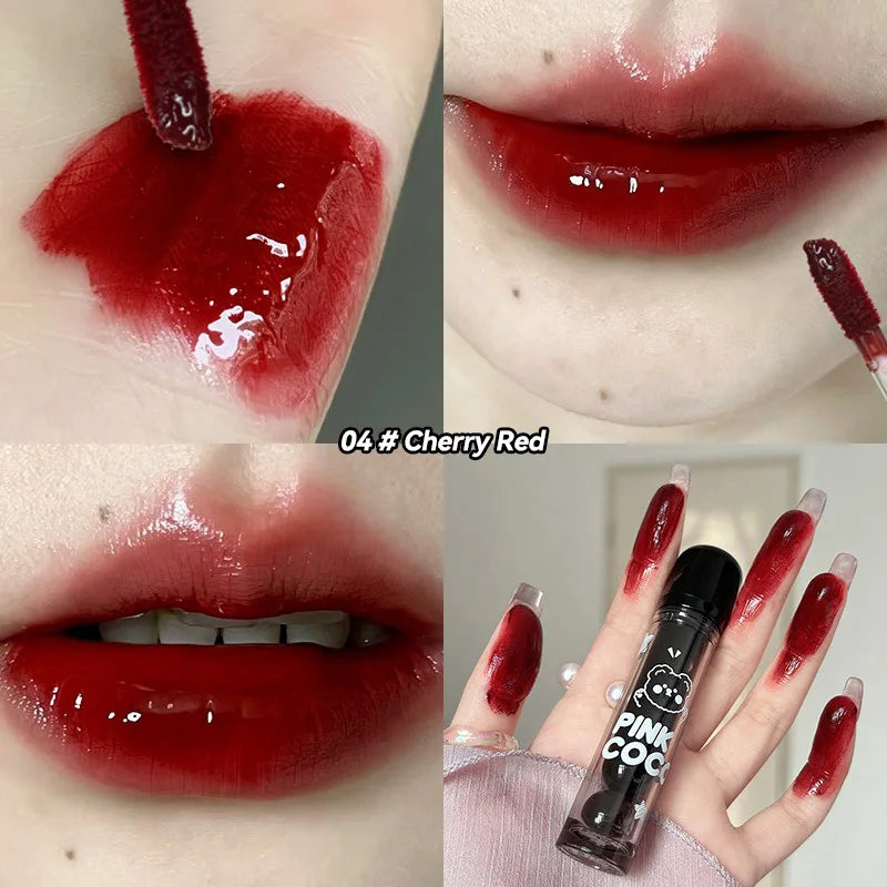 PINKCOCO Mirror Lip Glaze: brillo nude de larga duración con brillo iluminador