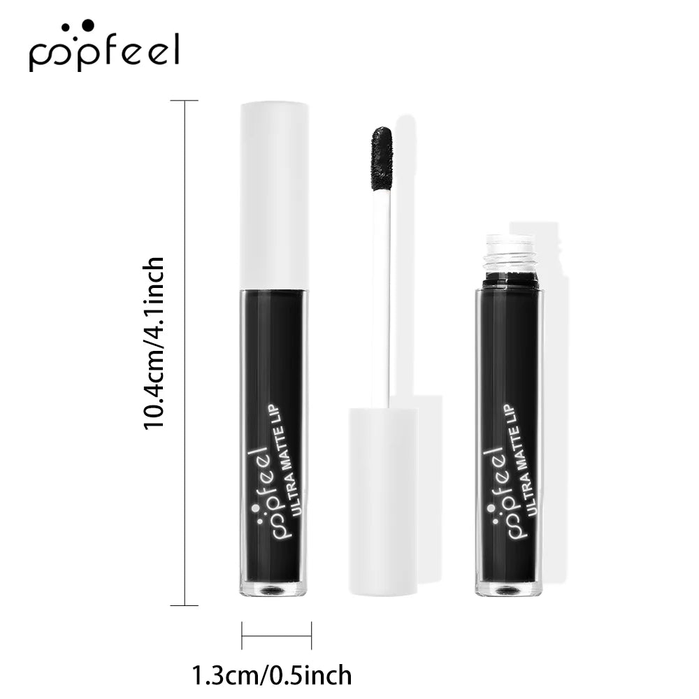 POPFEEL Halloween Black Lip Kit – Matte Lipstick & Gloss Long-Lasting