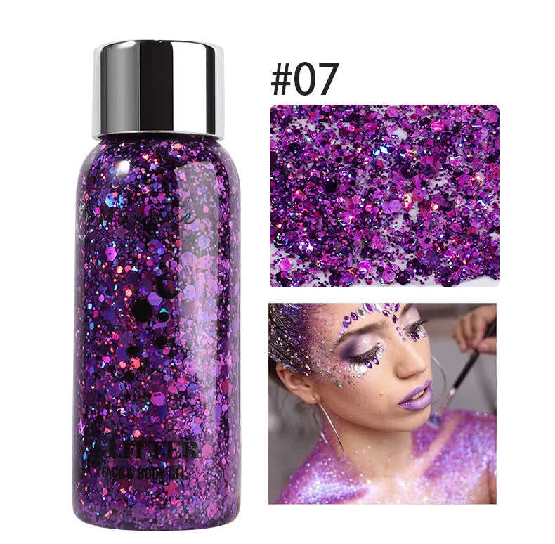 MAXFINE Full Body Glitter Gel – Long-Lasting Eye, Hair & Body Sparkle