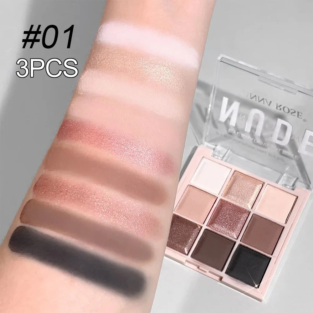 LuxuryGlow 9-Color Eyeshadow Palette – Matte, Shimmer & Glitter Milk Tea Shades | Waterproof, Long-Lasting Daily Makeup