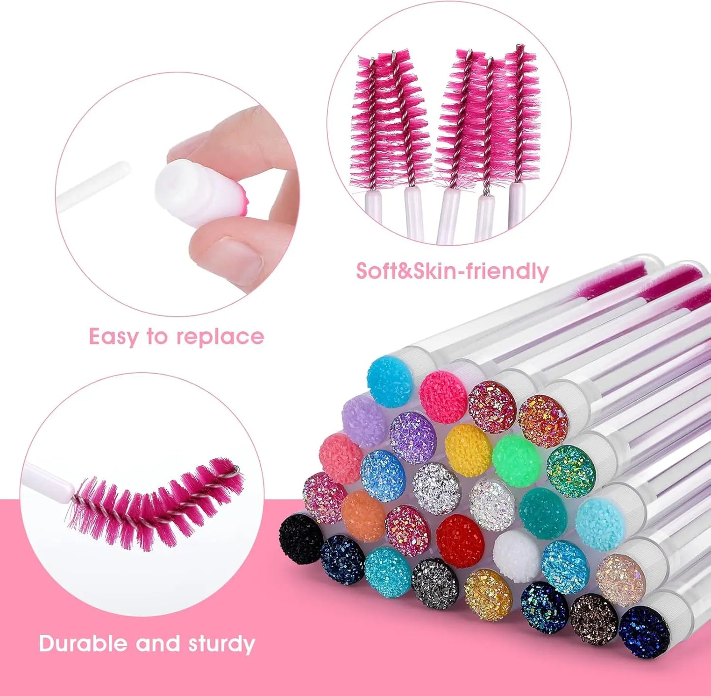 ZXZZS 50 Reusable Mascara Wands with Tubes – Lash & Brow Spoolie Set