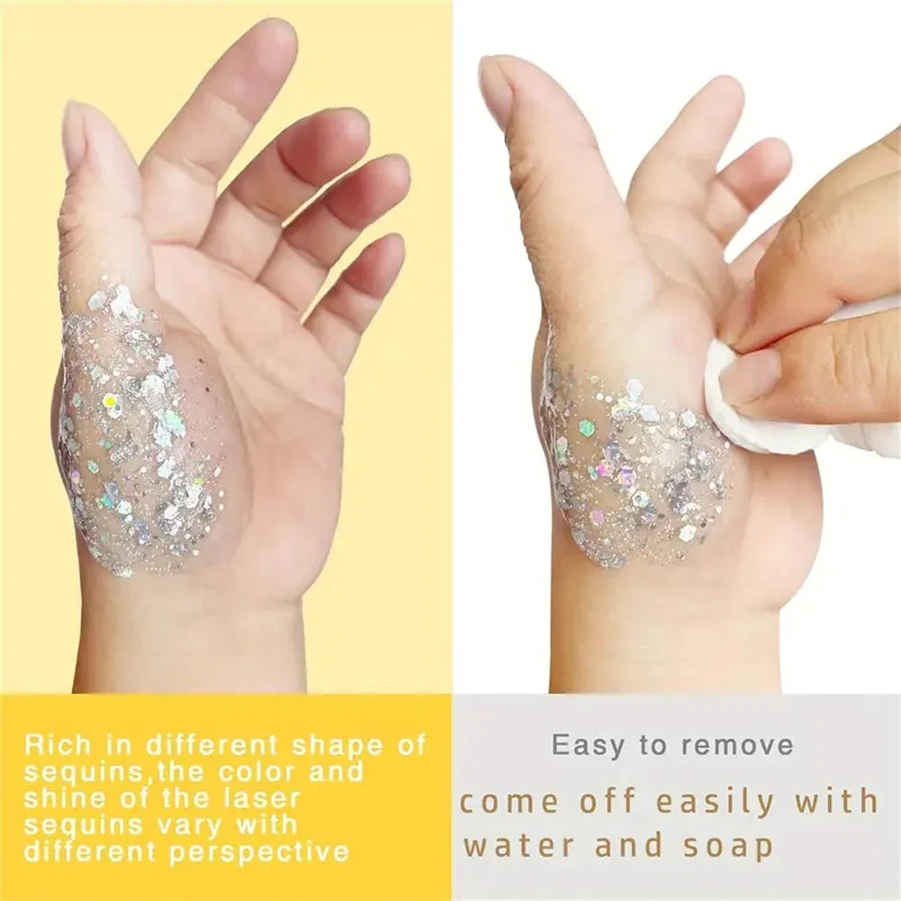 SAKSRAAR Mermaid Sequin Body Glitter Gel – Long-Lasting Sparkle for Festivals & Parties