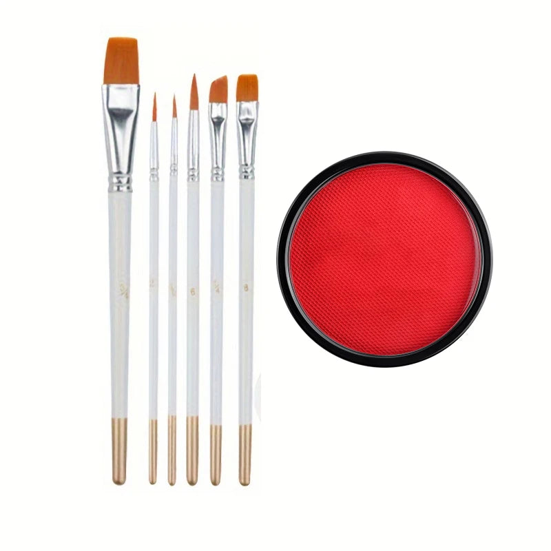 LuxuryGlow 30g Monochromatic Face & Body Paint Kit – Black, White, Red Water-Based Makeup with Brushes for Halloween & Party Looks