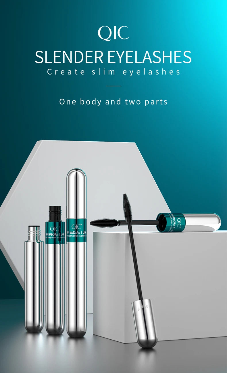 QIC 2-in-1 Waterproof Silk Fiber Mascara for Eyelash Extension – Lengthening & Volumizing