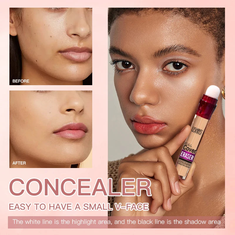 USHAS 12-Color Liquid Concealer with Rotating Sponge – Lightweight, Long-Lasting & Moisturizing Foundation