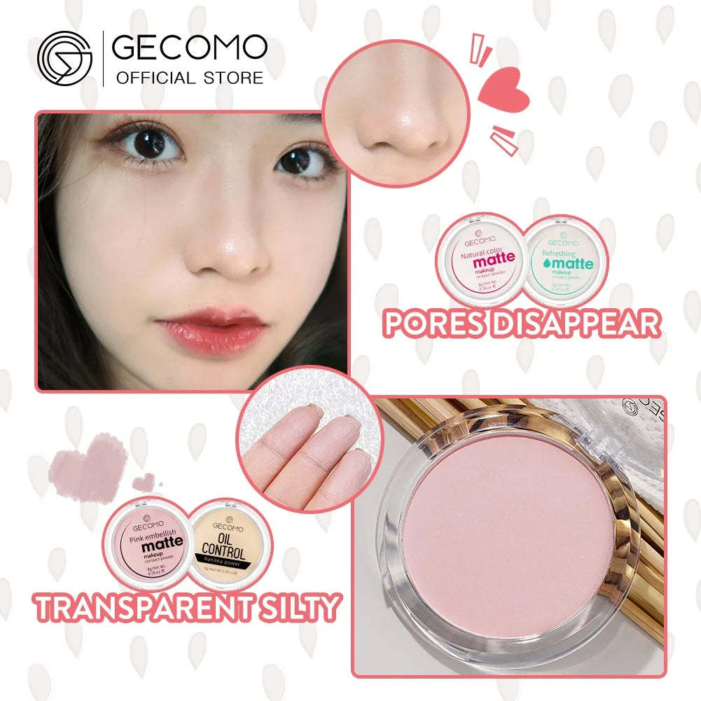 GECOMO 12H Matte Compact Powder – Oil Control & Shine-Free Finish
