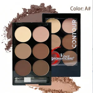 LuxuryGlow 6-Color Contour & Highlight Palette with Brush – Long-Lasting Face Sculpting Kit