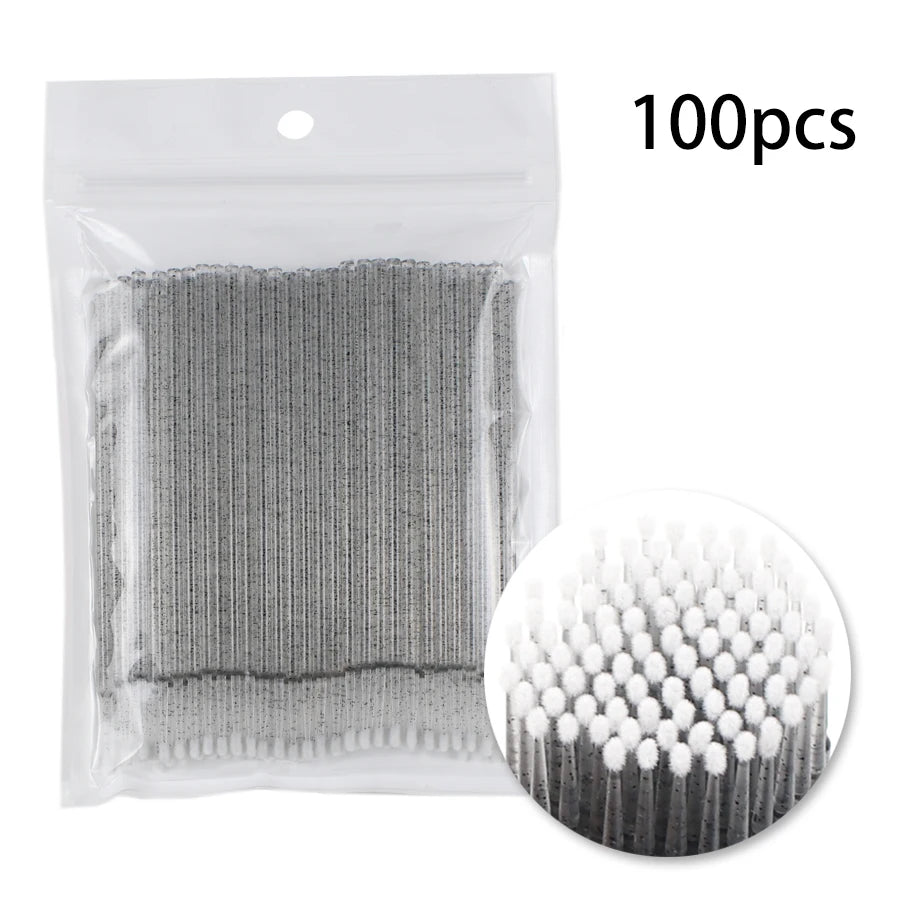 AILYRISS 100PCS Disposable Micro Eyelash Brushes – Precision Applicators for Lash Extensions & Removal
