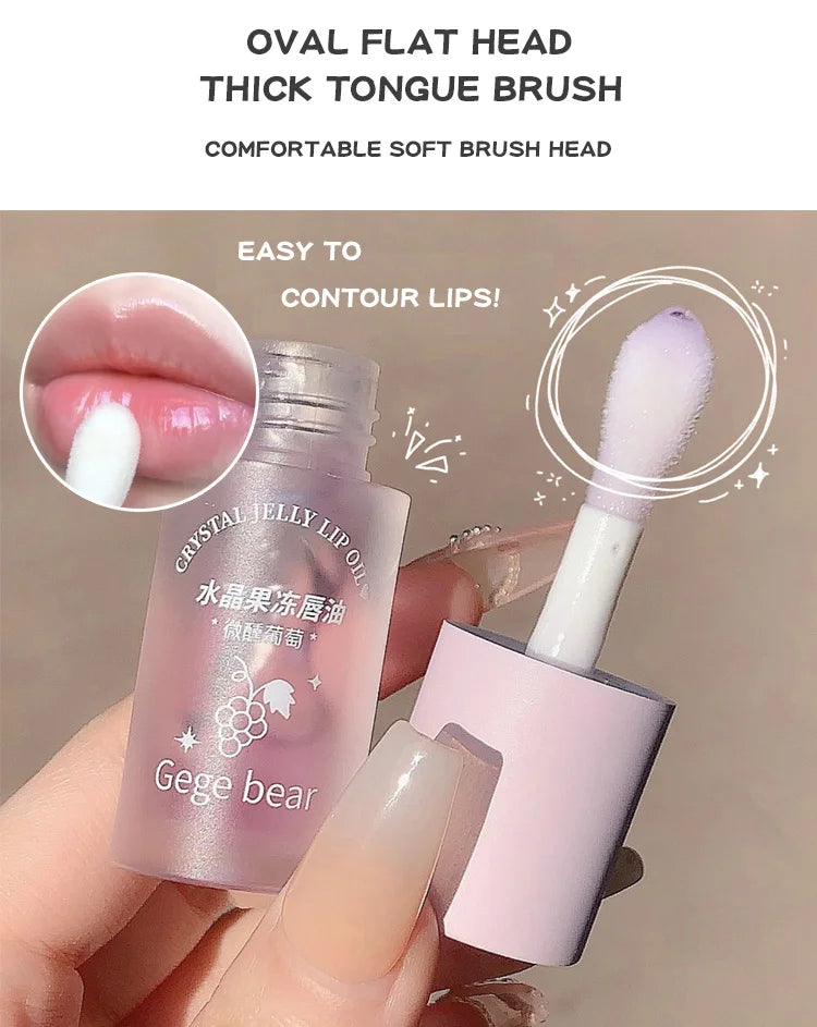 Aceite labial Crystal Jelly de Gege Bear: brillo hidratante de frutas para labios suaves y nutridos.