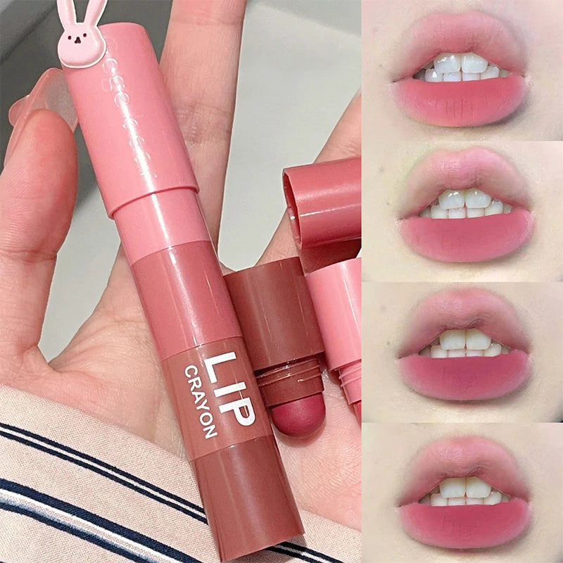 Lápiz labial LuxuryGlow Matte Velvet Mist de 4 colores: resistente al agua, duradero e hidratante.