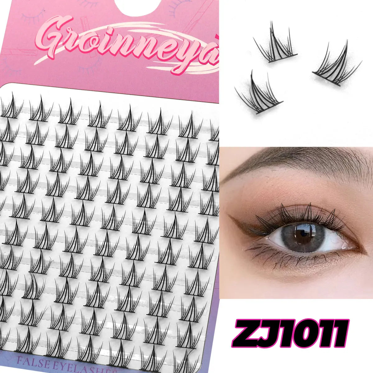 GROINNEYA Cluster Lashes – Natural Volume DIY Eyelash Extensions Mixed Tray