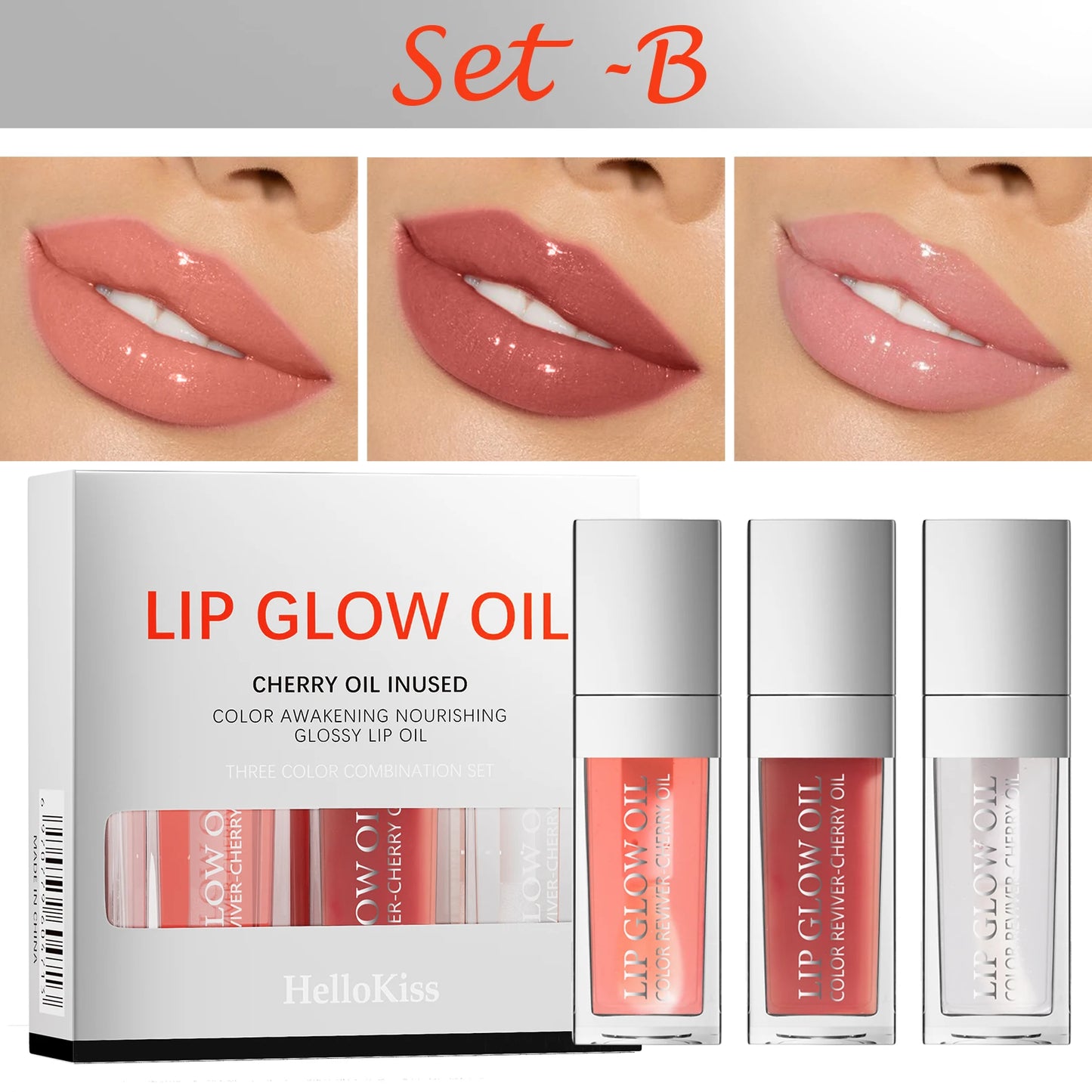 Hello Kiss Crystal Jelly Lip Oil Set – Tinted, Hydrating & Plumping Lip Gloss Combo