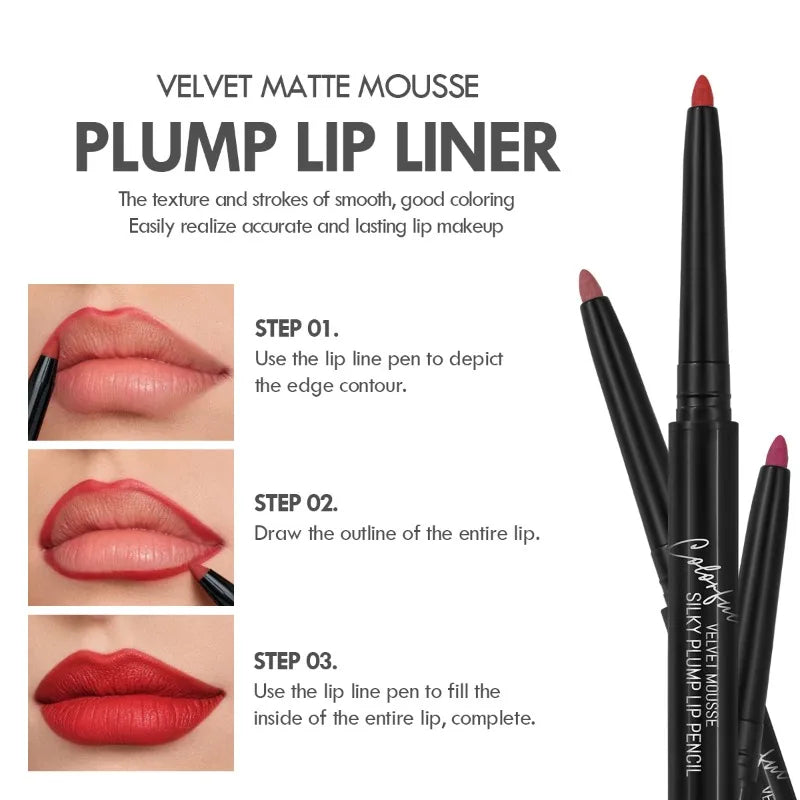 LuxuryGlow 12-Color Waterproof Matte Lip Liner Pencil Set – Long-Lasting, Non-Stick & Moisturizing