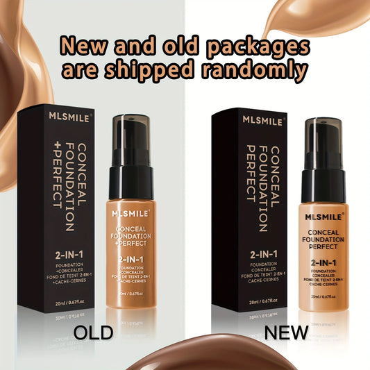 MLSMILE 2-in-1 Liquid Foundation & Concealer – Full Coverage, Waterproof, Hydrating